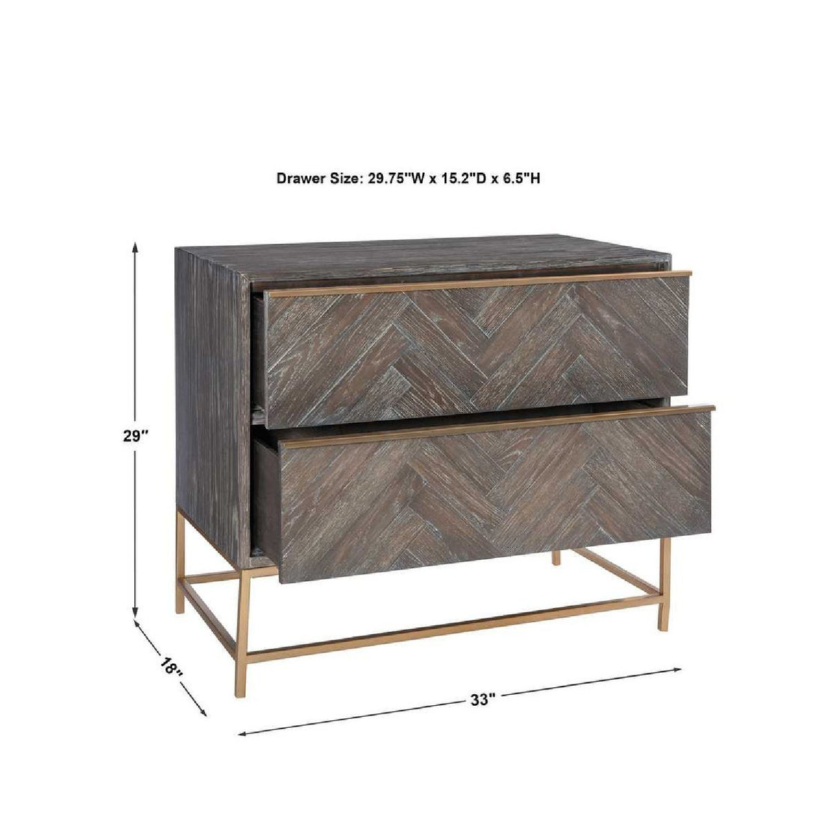 Oak Herringbone 2-Drawer Chest | Oroa.com