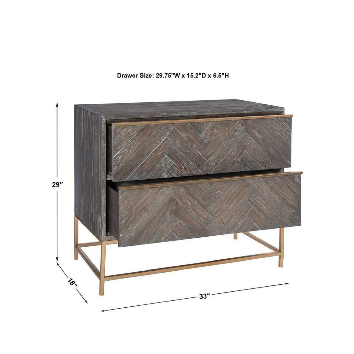 Oak Herringbone 2-Drawer Chest by Uttermost Armistead, alternate view 6