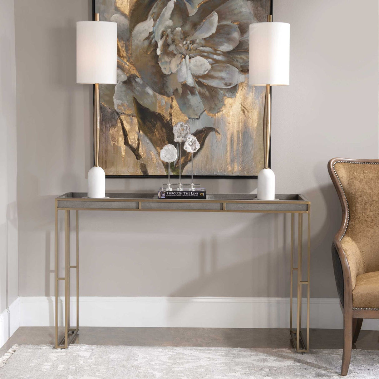 Modern European furniture - Black Shagreen Look Console Table - www.oroa.com