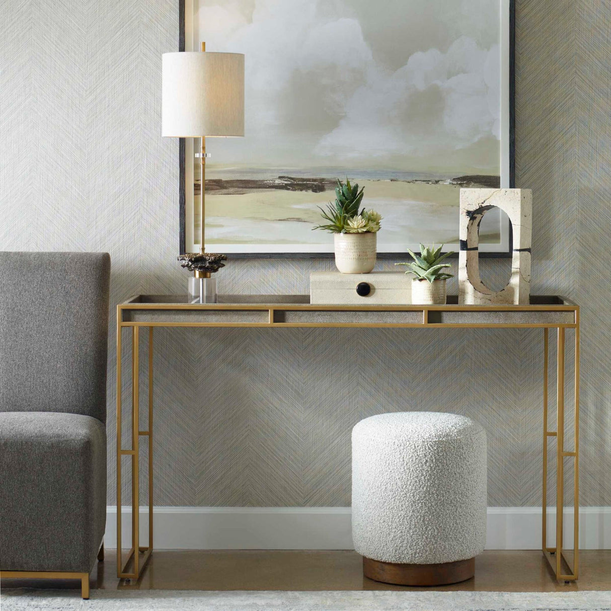 Modern European furniture - Black Shagreen Look Console Table - www.oroa.com