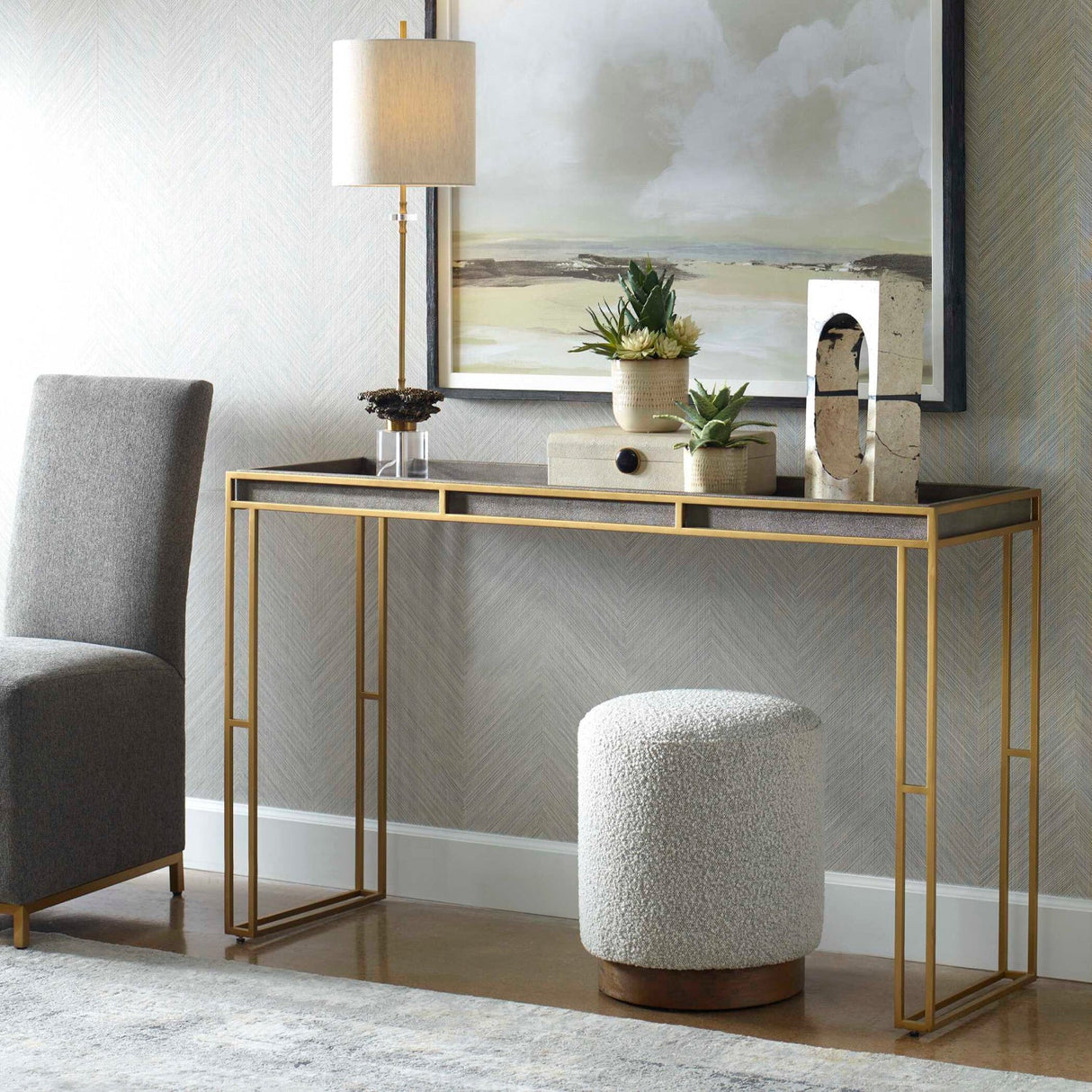 Modern European furniture - Black Shagreen Look Console Table - www.oroa.com