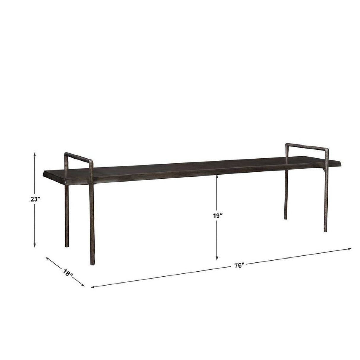 Gray Acacia Wood Bench by Uttermost Chandos, alternate view 5