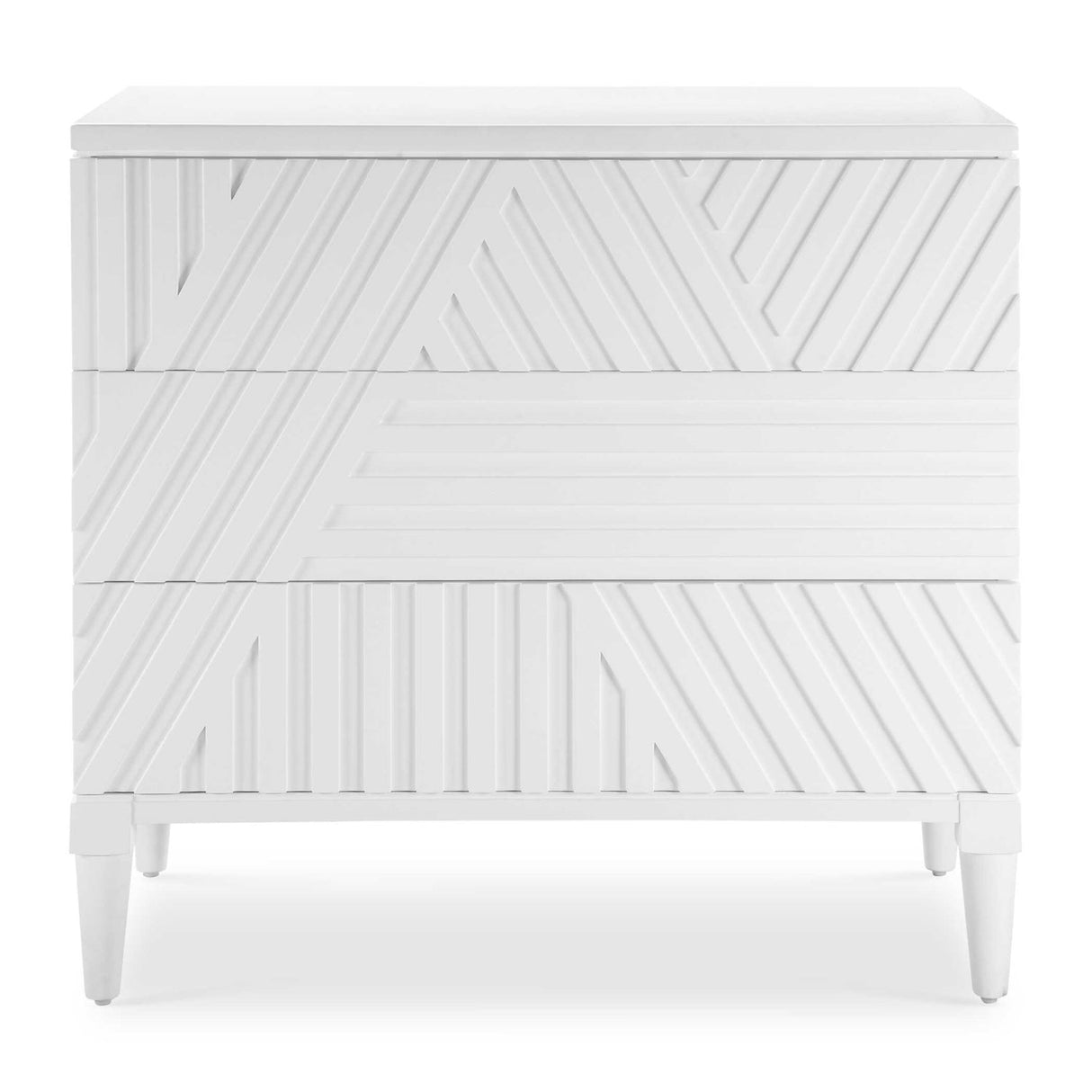 Modern European furniture - Geometric Carved 3-Drawer Chest - www.oroa.com
