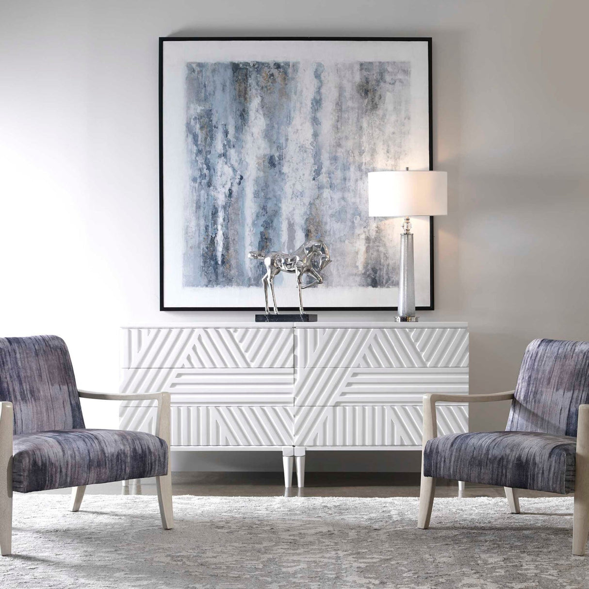 Modern European furniture - Geometric Carved 3-Drawer Chest - www.oroa.com
