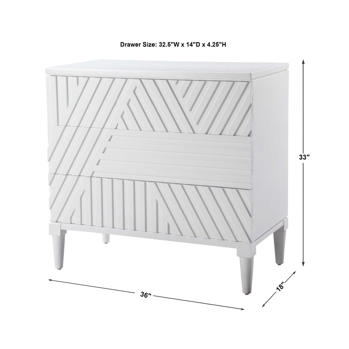 Modern European furniture - Geometric Carved 3-Drawer Chest - www.oroa.com