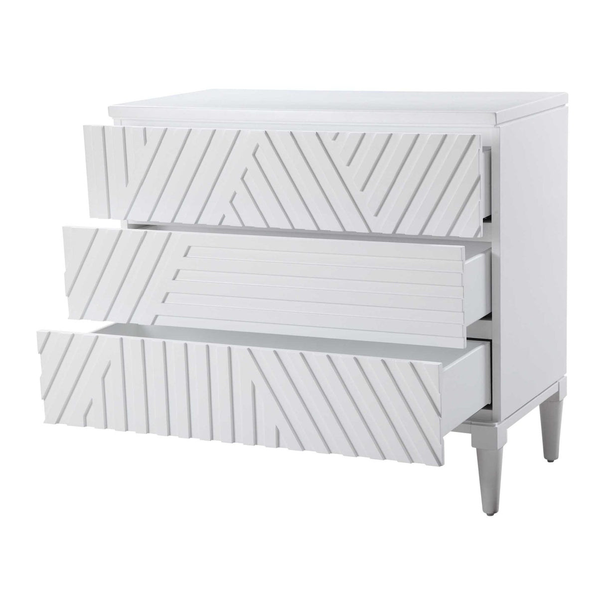 Modern European furniture - Geometric Carved 3-Drawer Chest - www.oroa.com