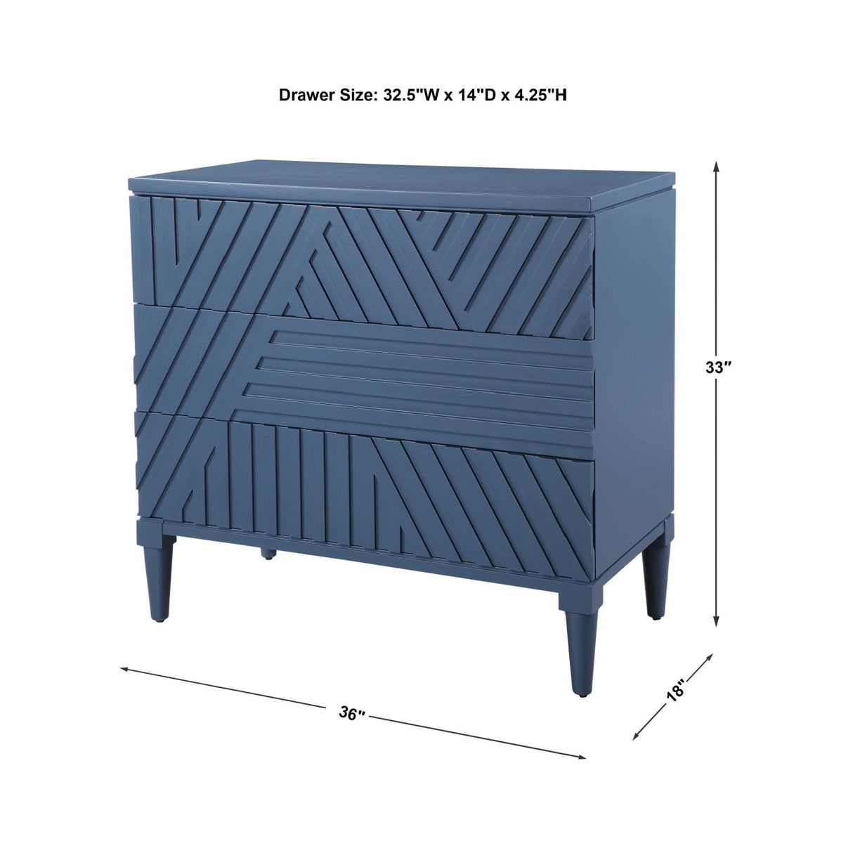 Modern European furniture - Geometric Carved 3-Drawer Chest - www.oroa.com
