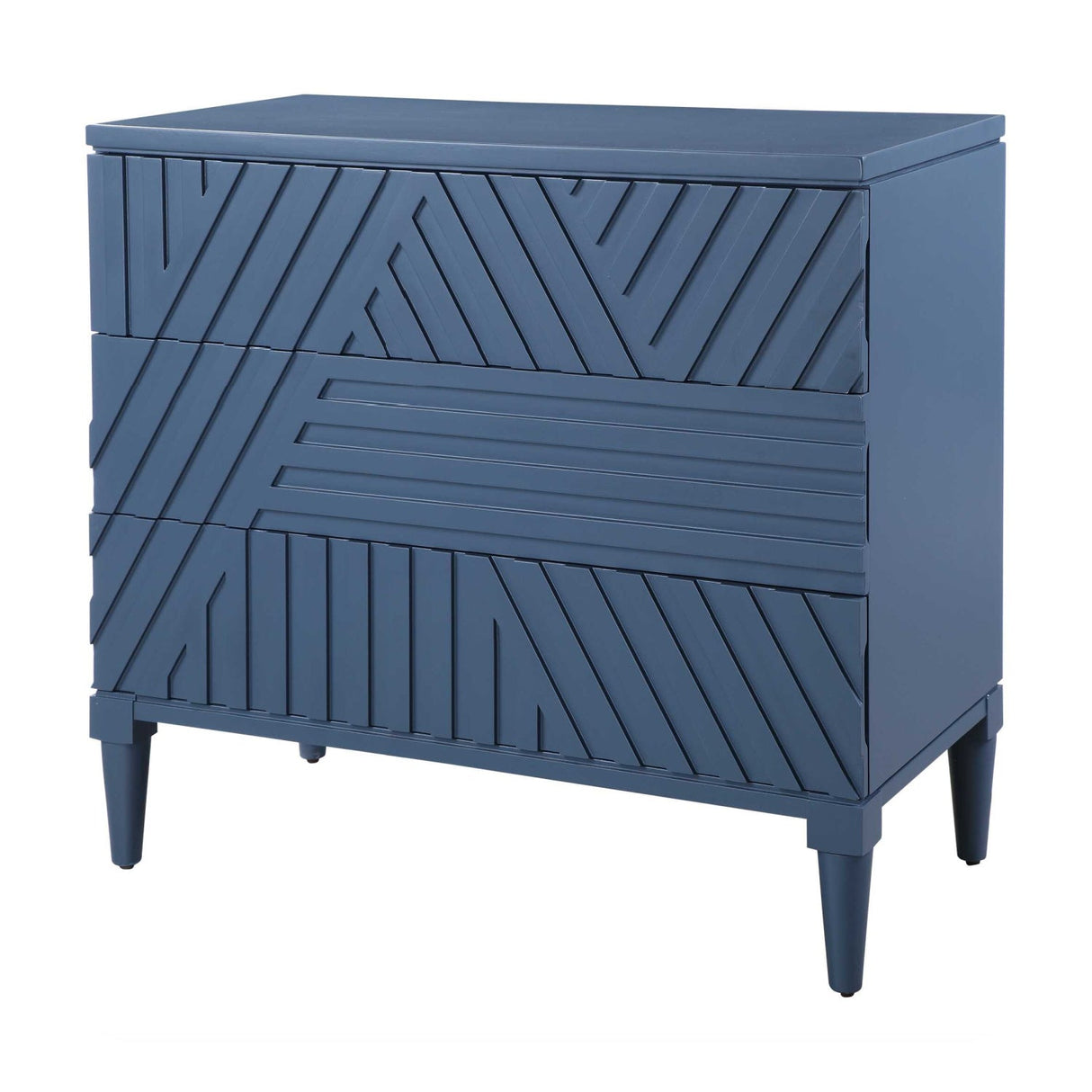 Modern European furniture - Geometric Carved 3-Drawer Chest - www.oroa.com