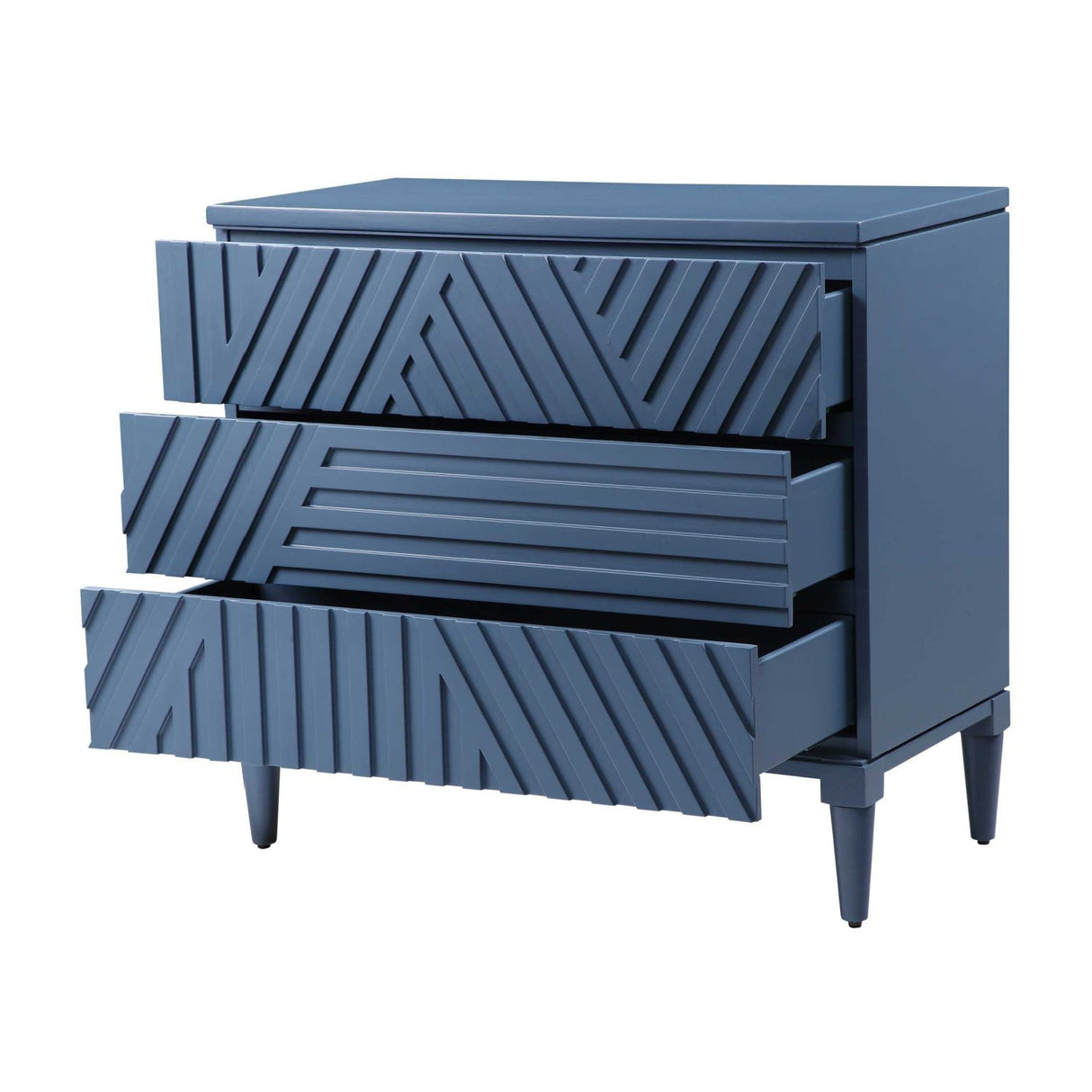Modern European furniture - Geometric Carved 3-Drawer Chest - www.oroa.com