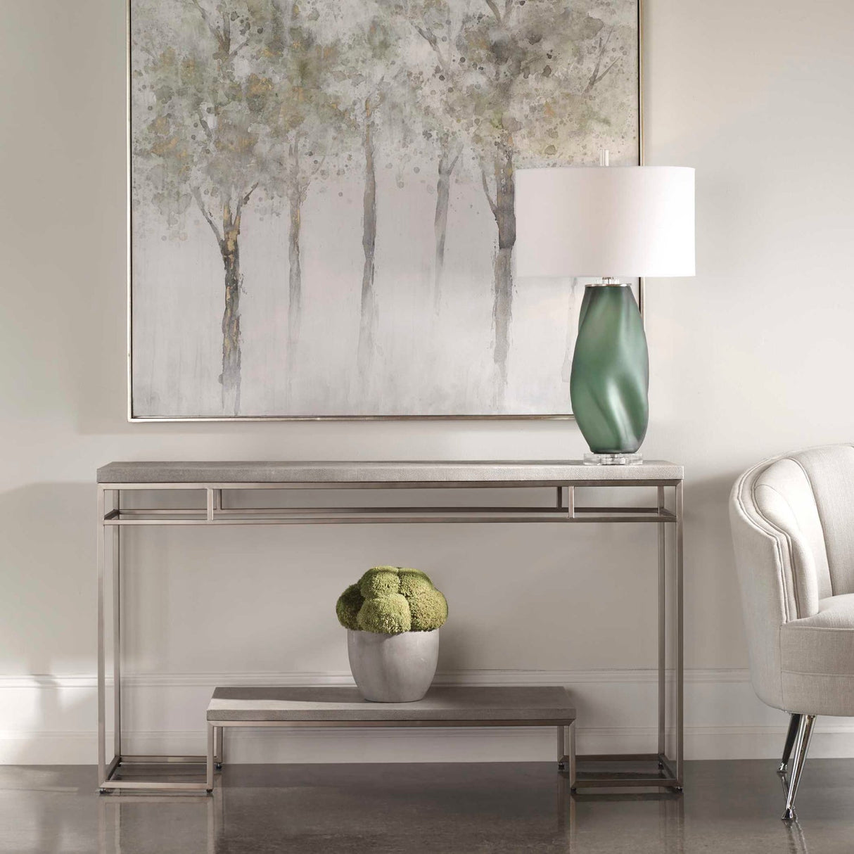 Modern European furniture - Brushed Nickel Console Table - www.oroa.com