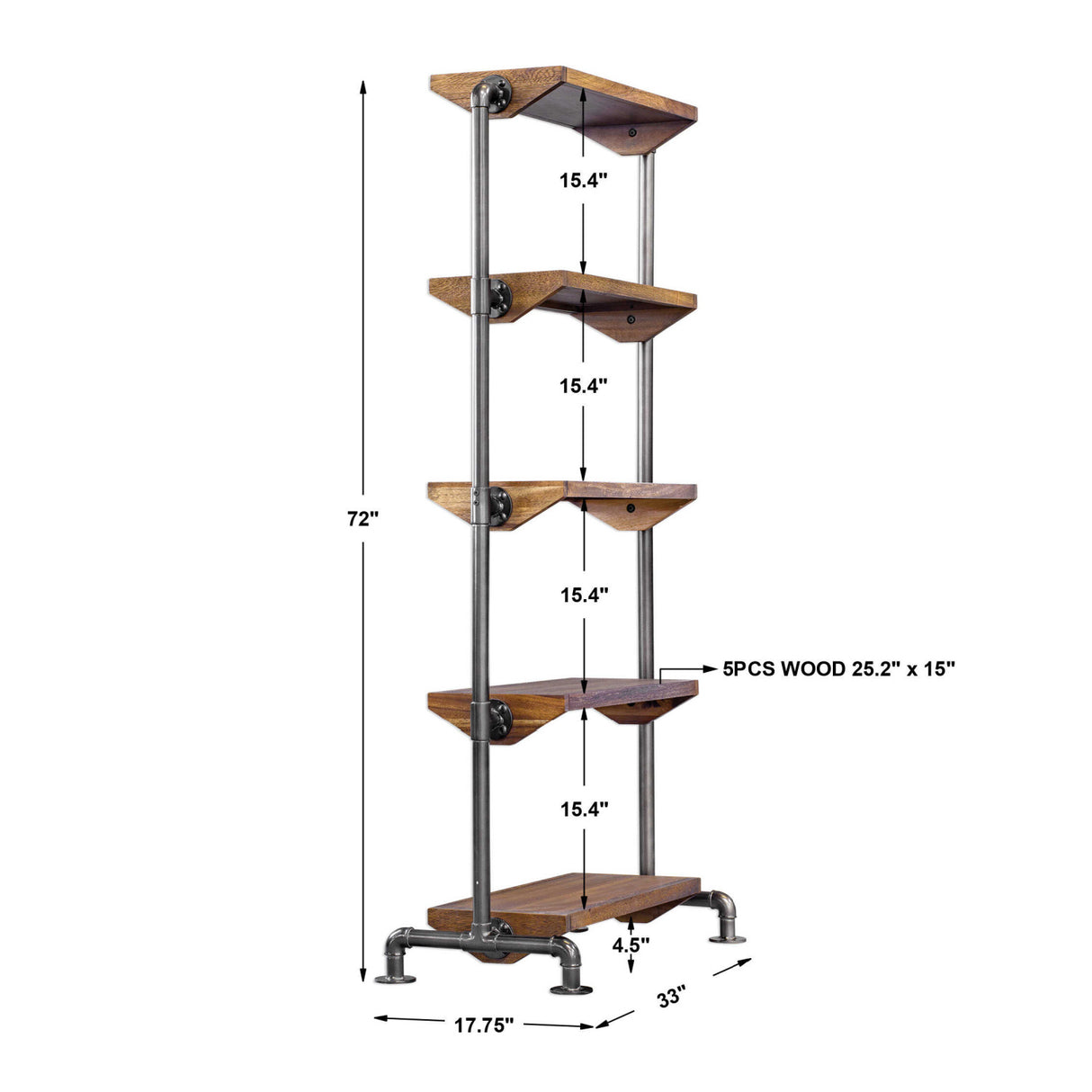 Modern European furniture - Acacia Wood 5-Shelf Bookcase - www.oroa.com