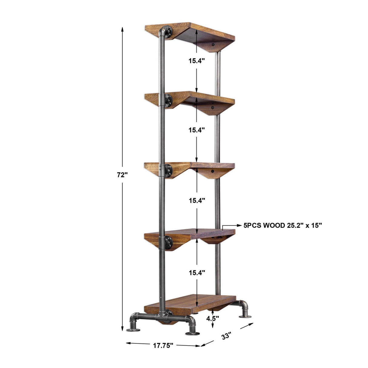Modern European furniture - Acacia Wood 5-Shelf Bookcase - www.oroa.com