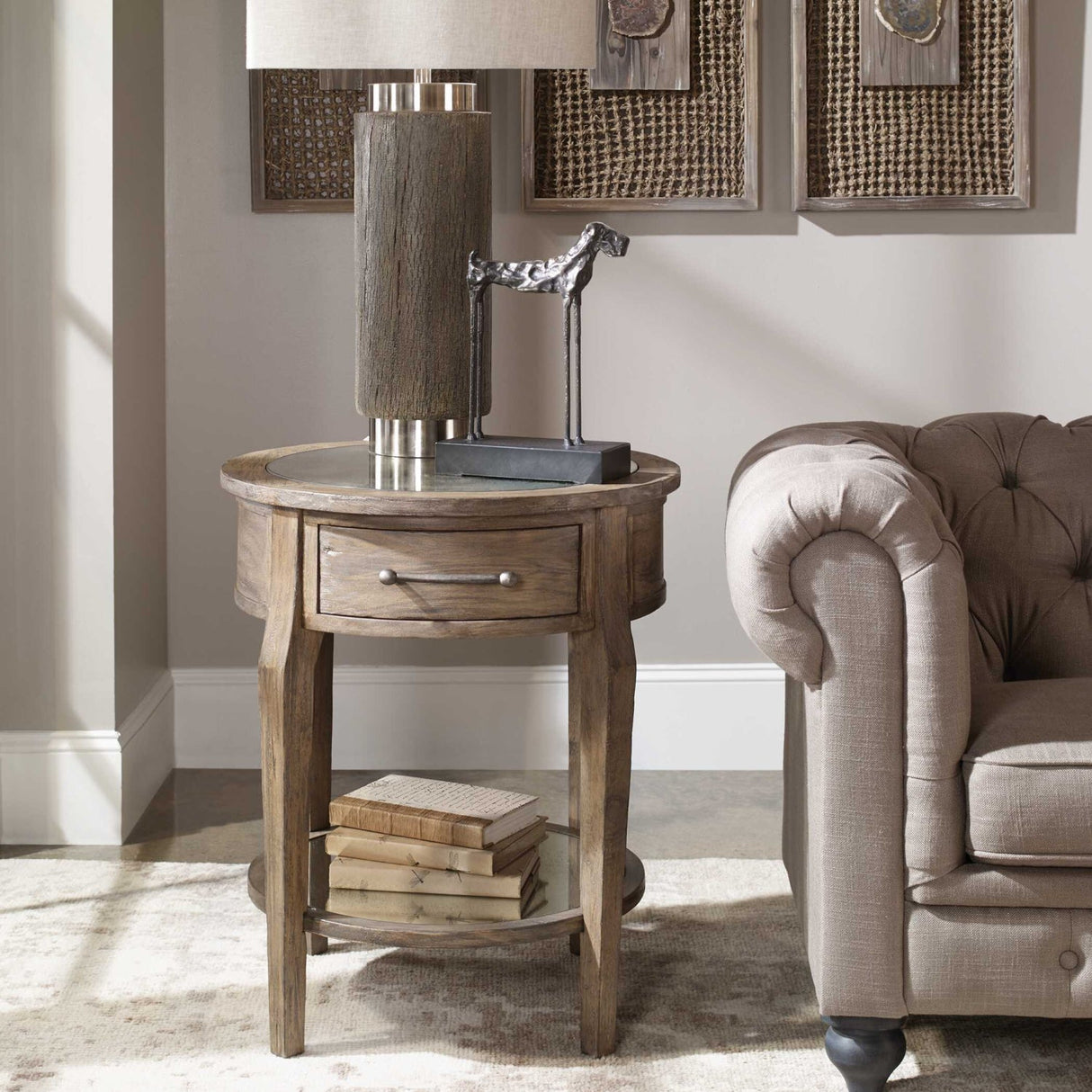 Modern European furniture - Wooden Round 1-Drawer Side Table - www.oroa.com