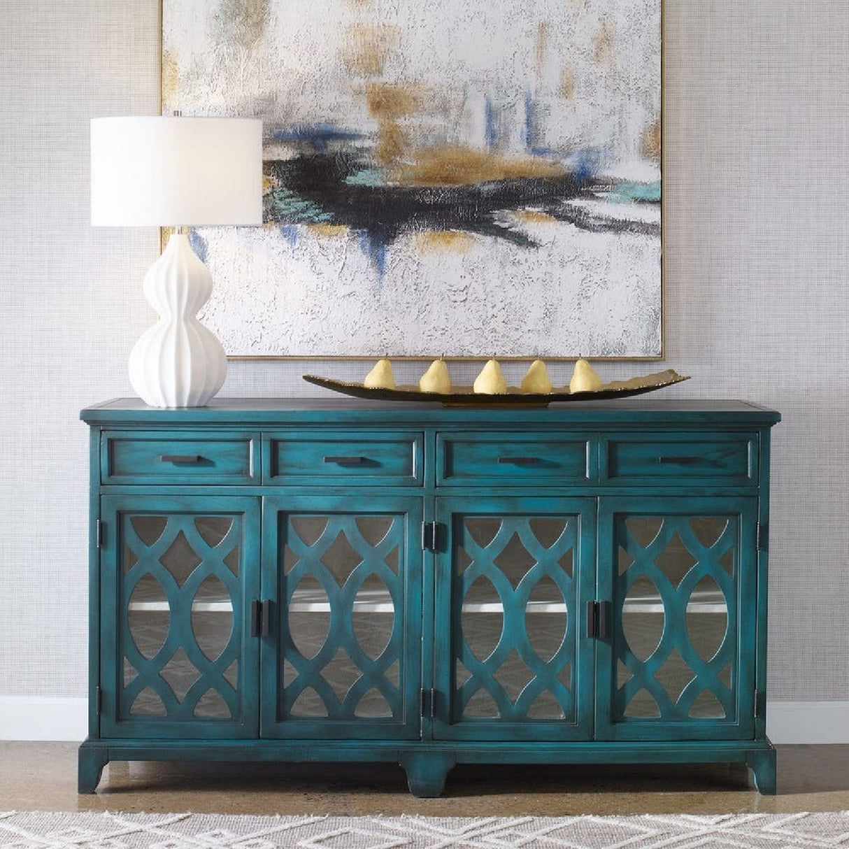 Green Wooden Cutouts Credenza by Uttermost Oksana, alternate view 2