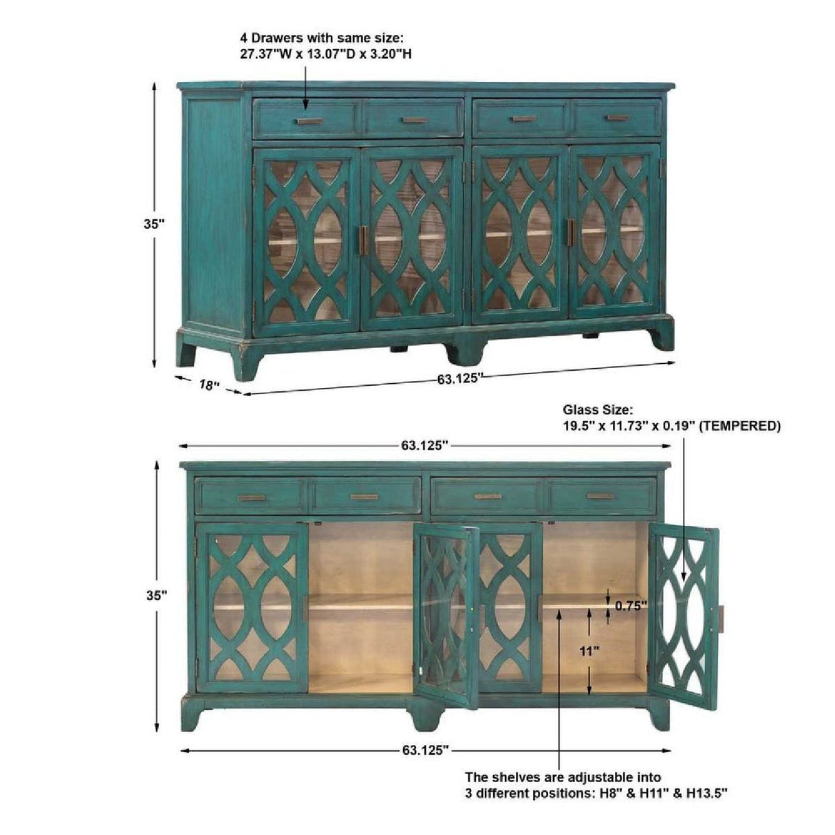 Green Wooden Cutouts Credenza by Uttermost Oksana, alternate view 6