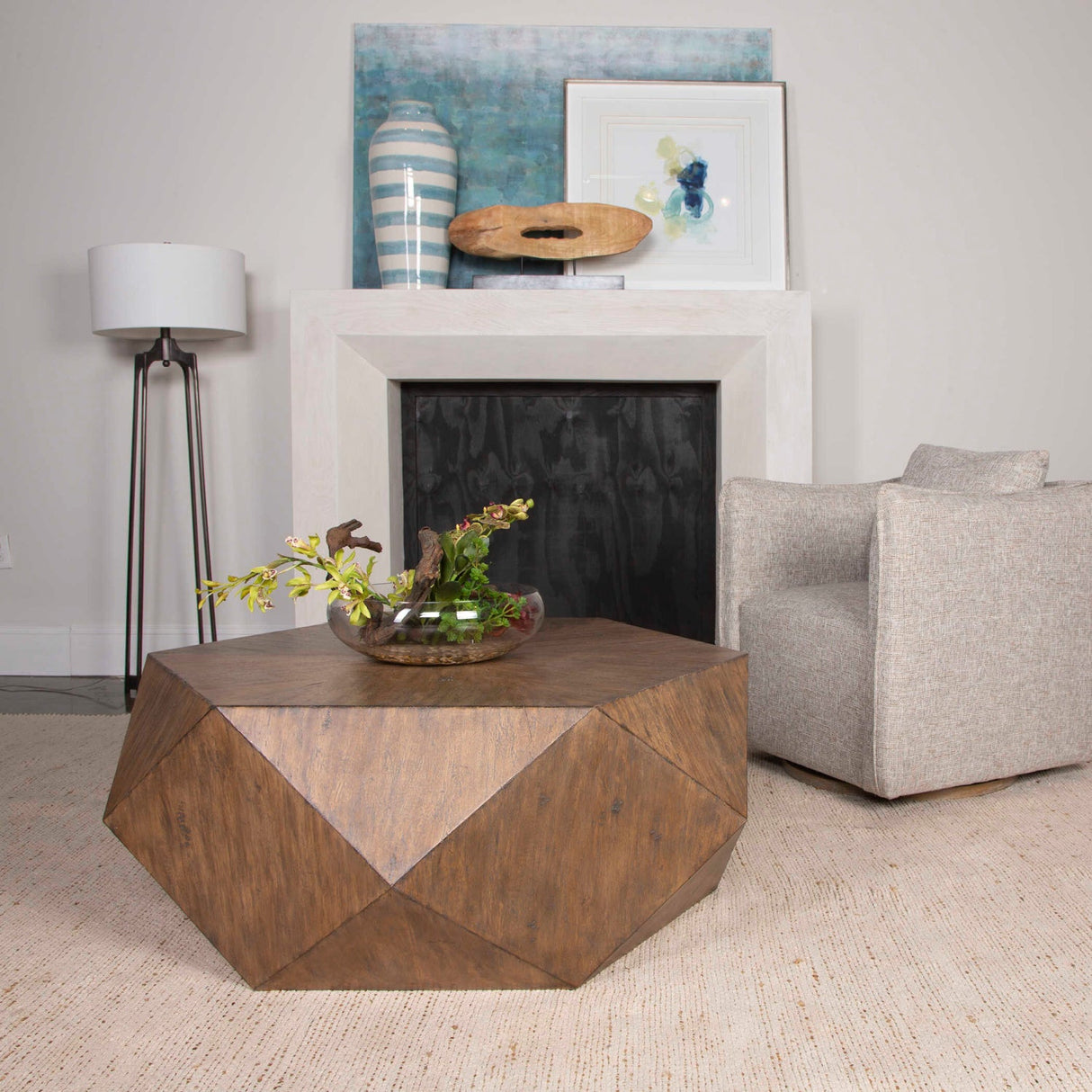 Modern European furniture - Faceted Mango Veneer Coffee Table - www.oroa.com