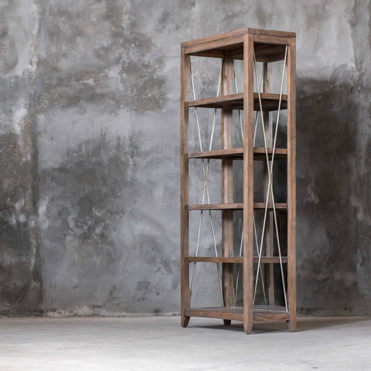 Modern European furniture - Weathered Oak Mirrored Bookshelf - www.oroa.com