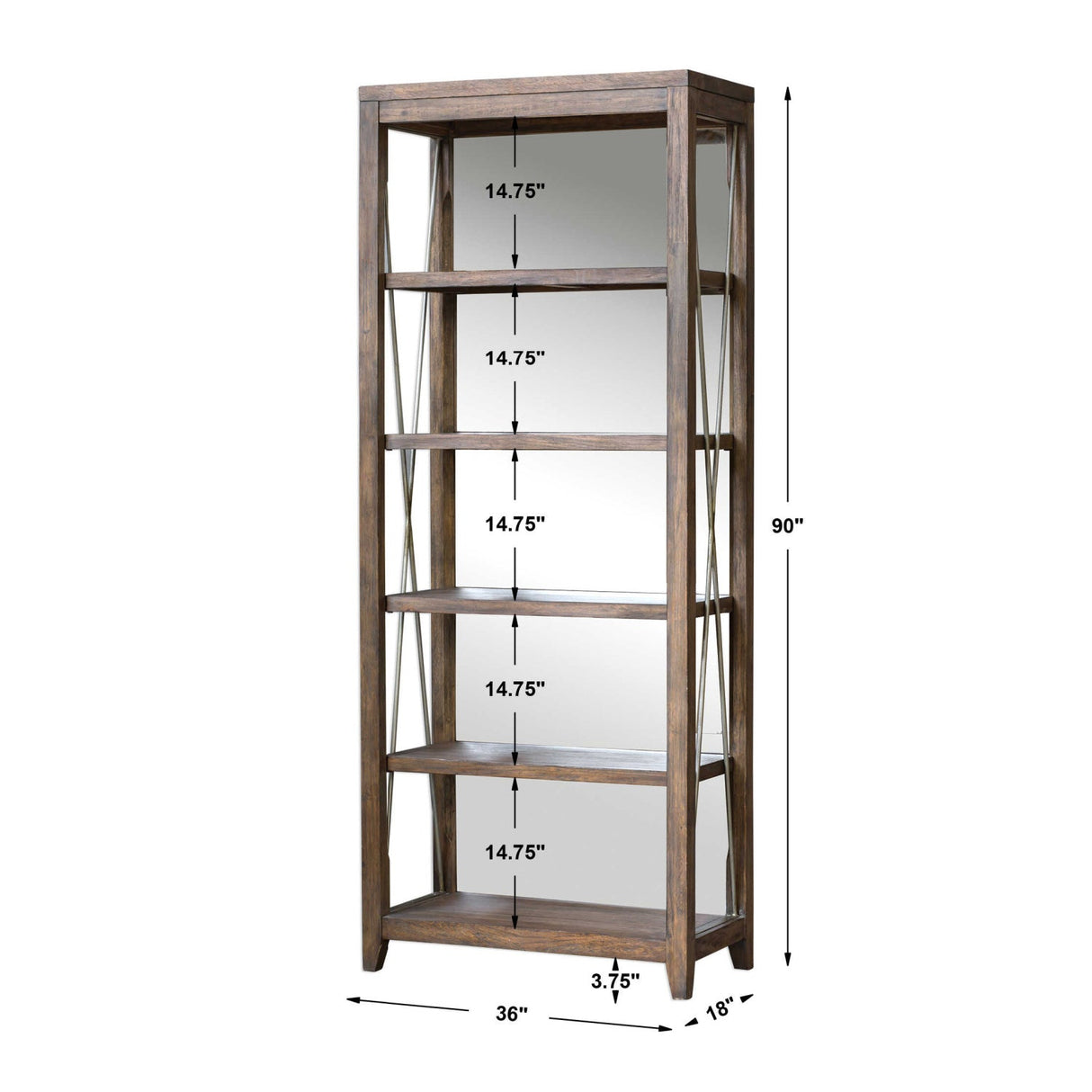 Modern European furniture - Weathered Oak Mirrored Bookshelf - www.oroa.com