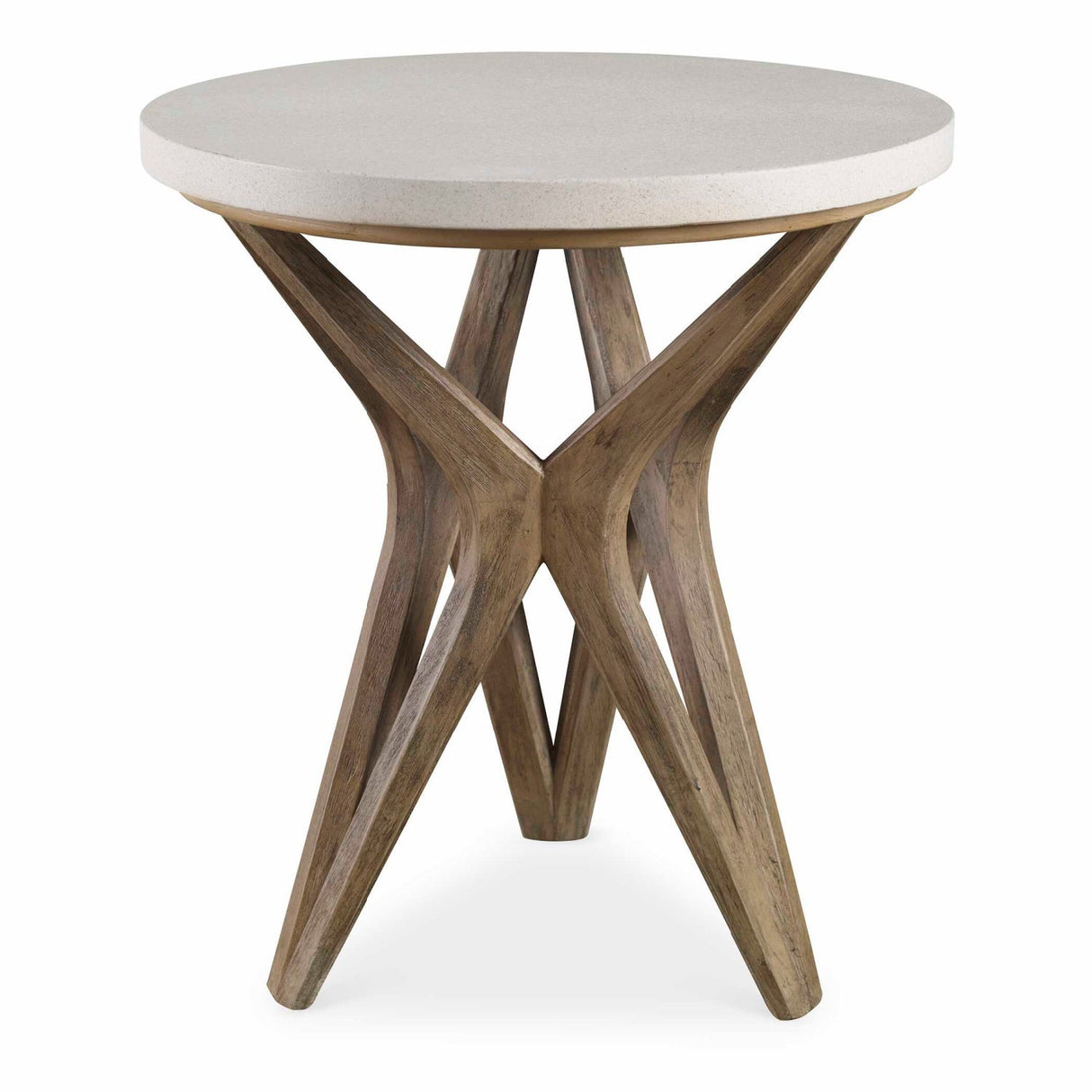 White Limestone Round Side Table by Uttermost Marnie