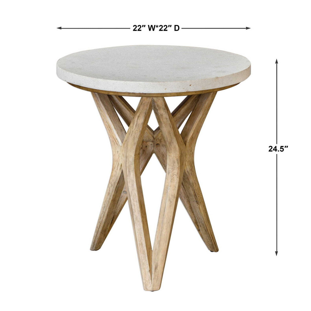 White Limestone Round Side Table by Uttermost Marnie, alternate view 7