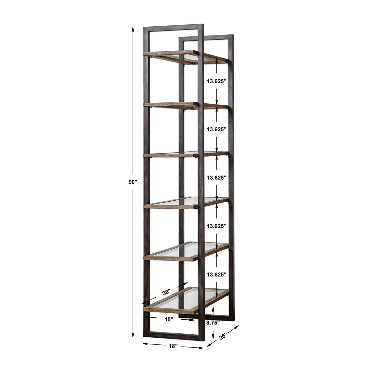 Modern European furniture - Iron Frame 6-Shelf Bookcase - www.oroa.com
