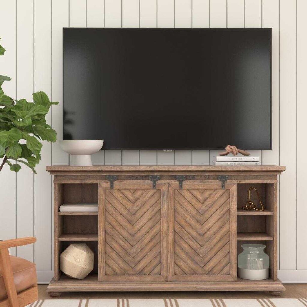 Wooden Chevron Media Console | Oroa.com