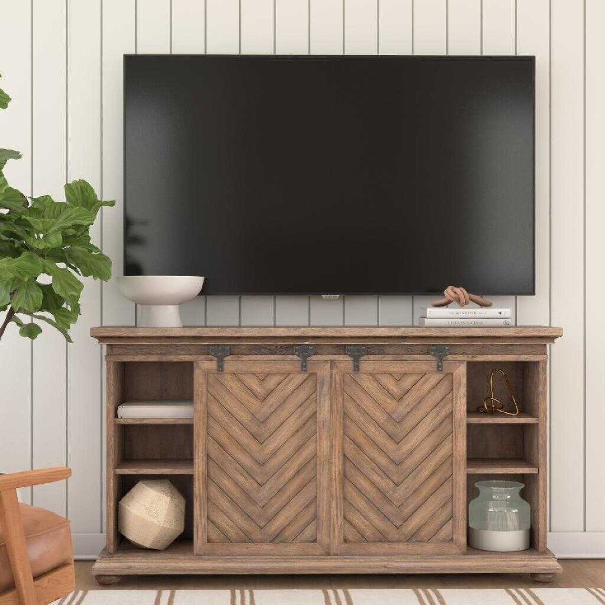 Wooden Chevron Media Console by Uttermost Primalia, alternate view 2