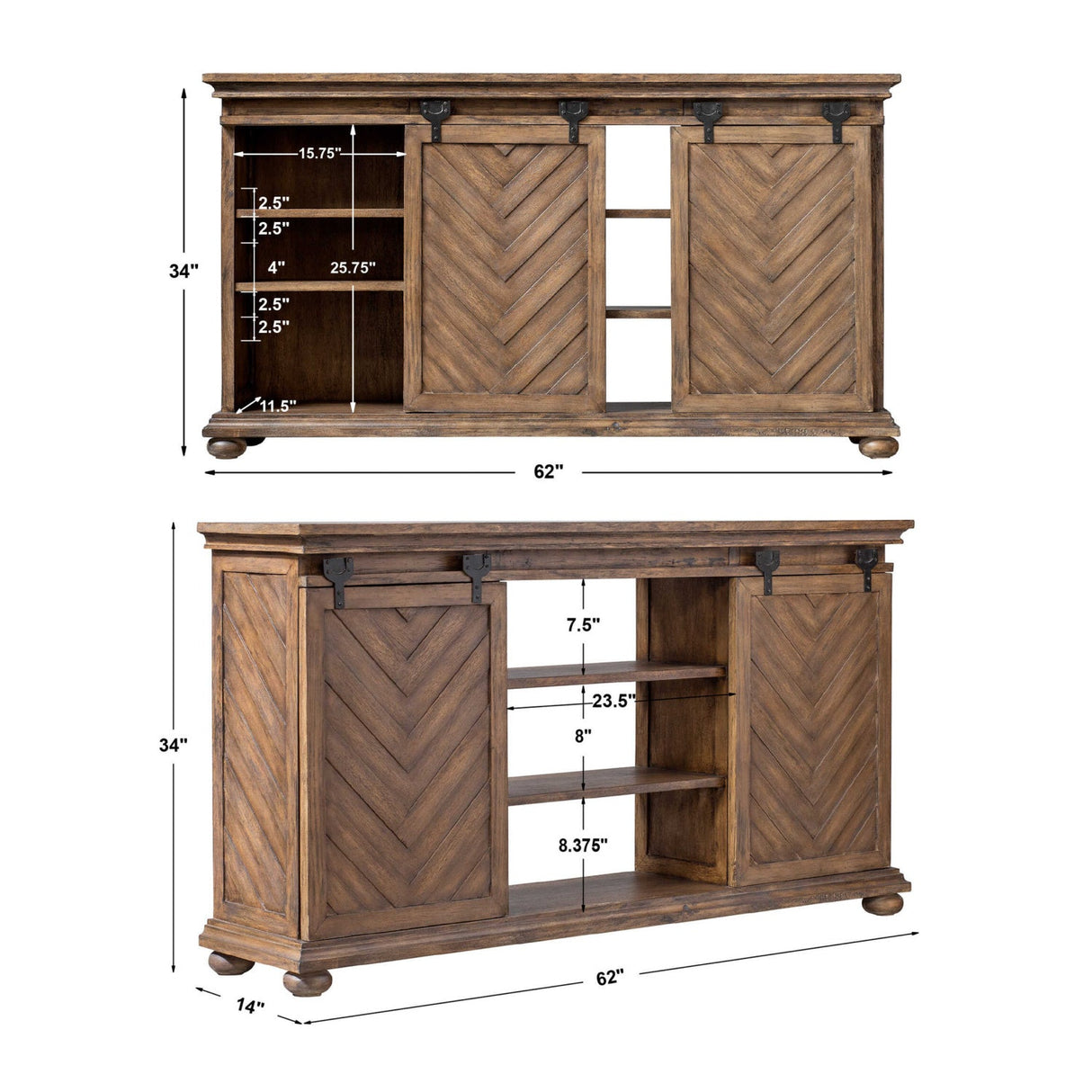 Wooden Chevron Media Console by Uttermost Primalia, alternate view 9