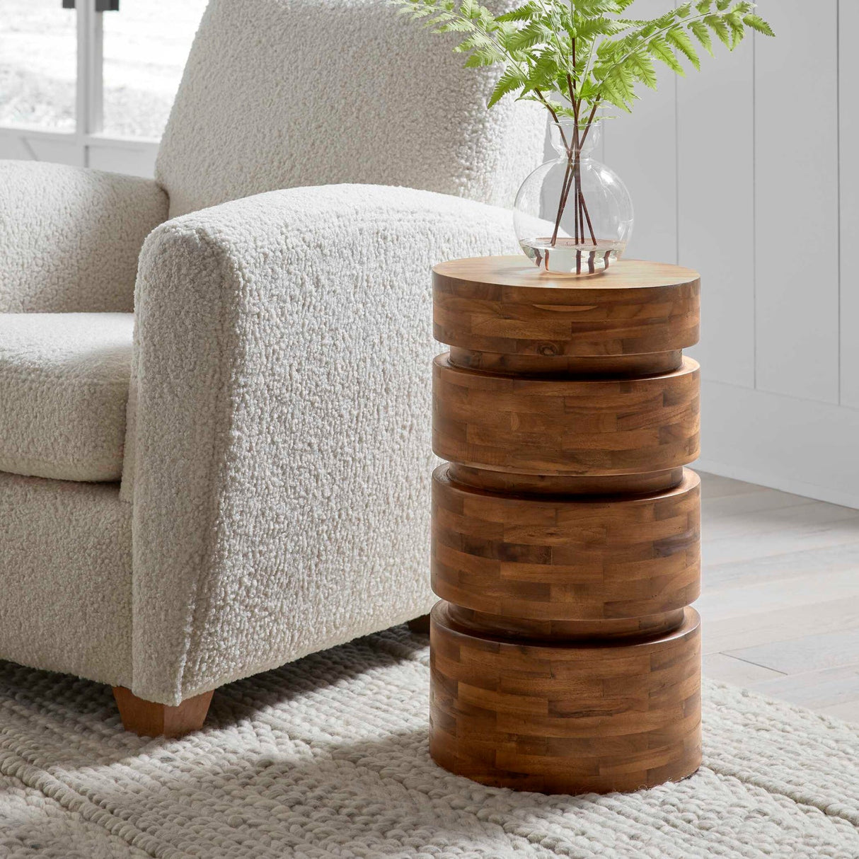 Modern European furniture - Solid Acacia Round Side Table - www.oroa.com