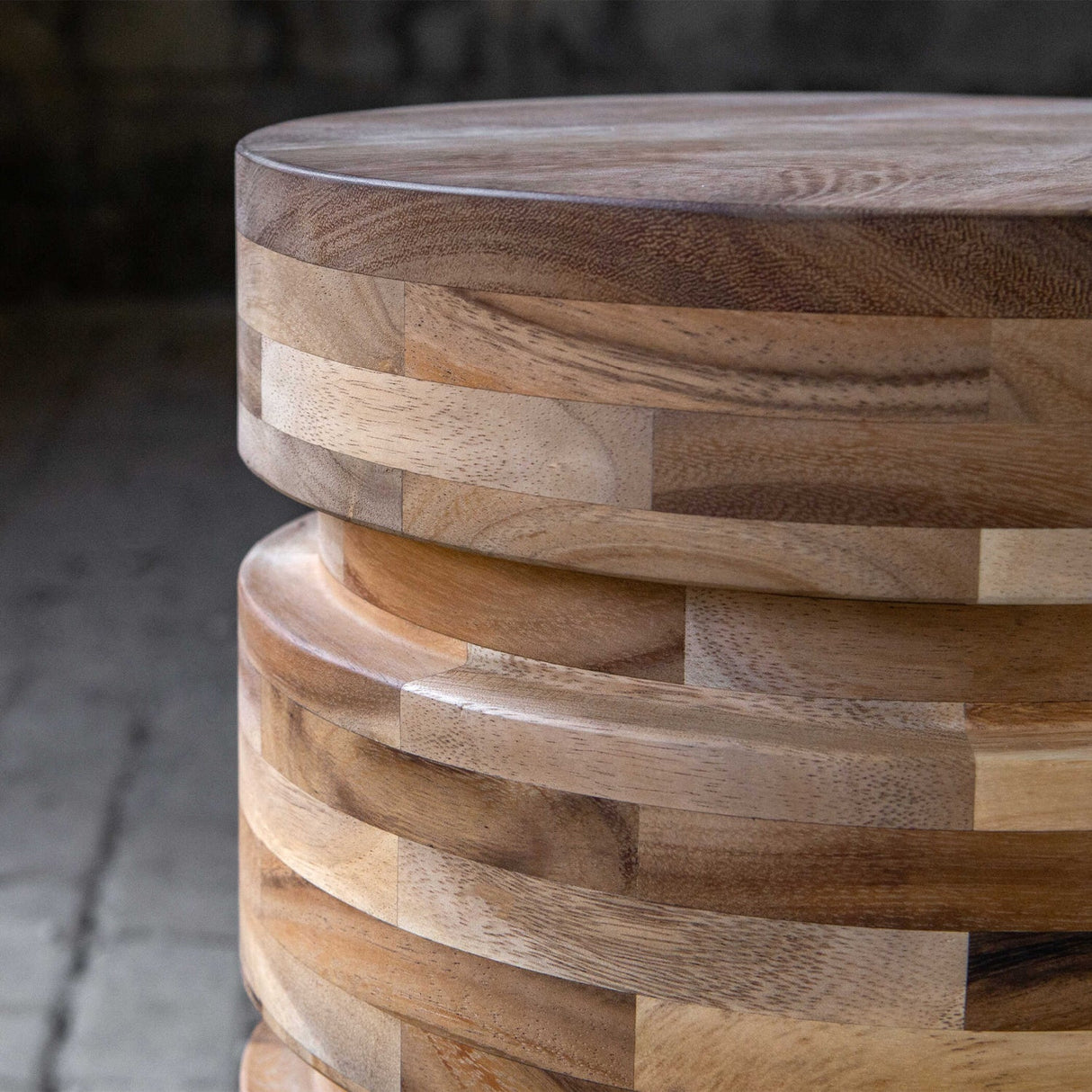 Modern European furniture - Solid Acacia Round Side Table - www.oroa.com