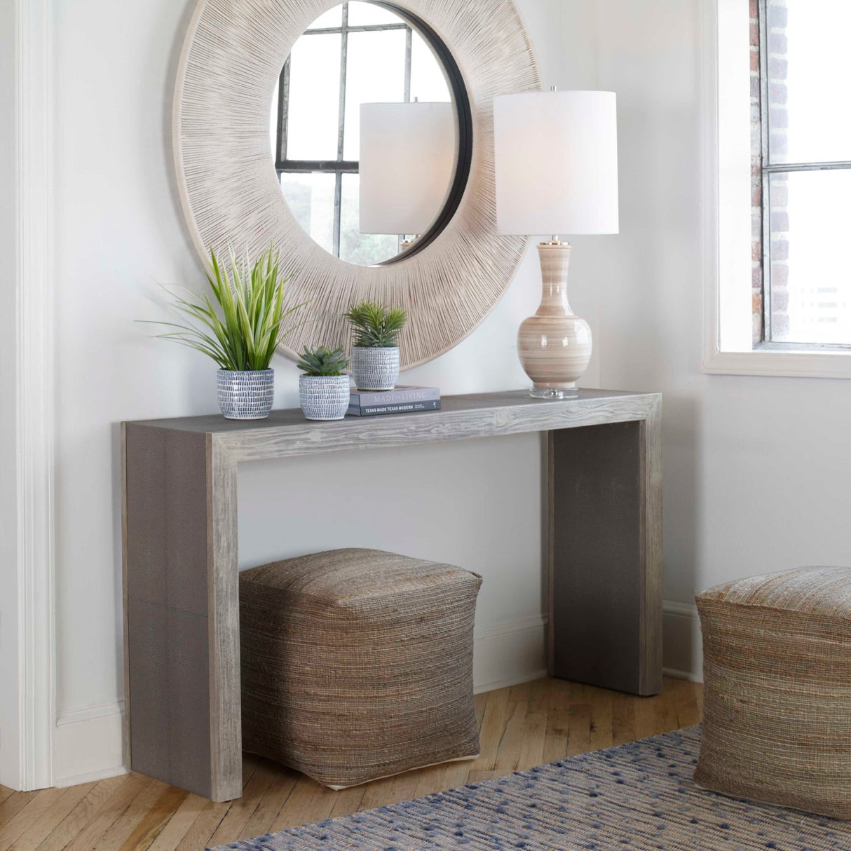 Modern European furniture - Gray Shagreen Look Console Table - www.oroa.com