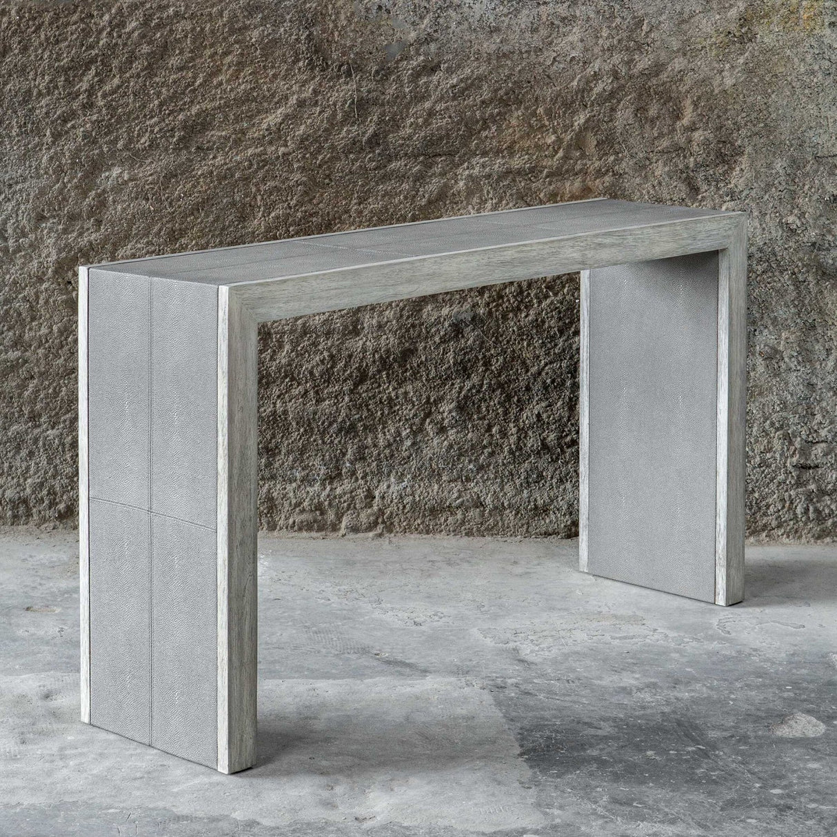 Modern European furniture - Gray Shagreen Look Console Table - www.oroa.com
