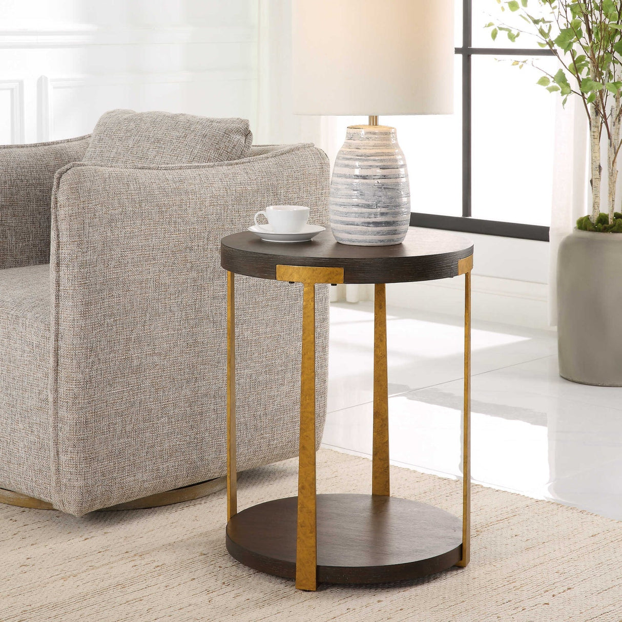 Modern European furniture - Round Two-Layer Side Table - www.oroa.com
