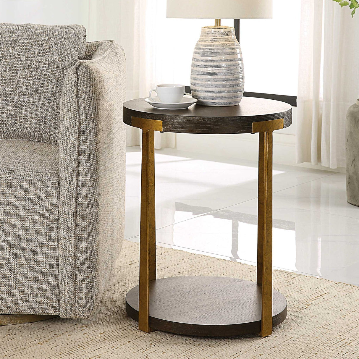 Modern European furniture - Round Two-Layer Side Table - www.oroa.com