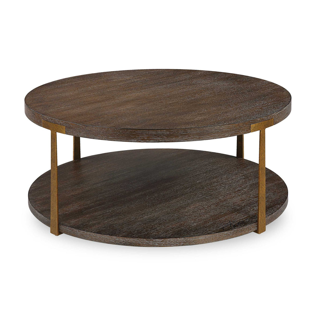 Brown Oak Round Coffee Table by Uttermost Palisade