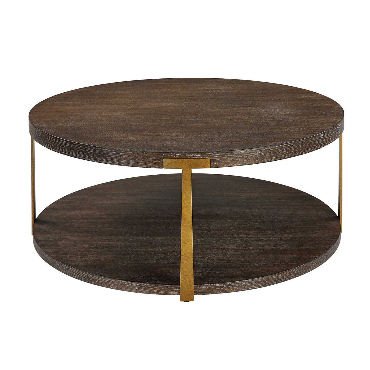 Brown Oak Round Coffee Table by Uttermost Palisade, alternate view 4
