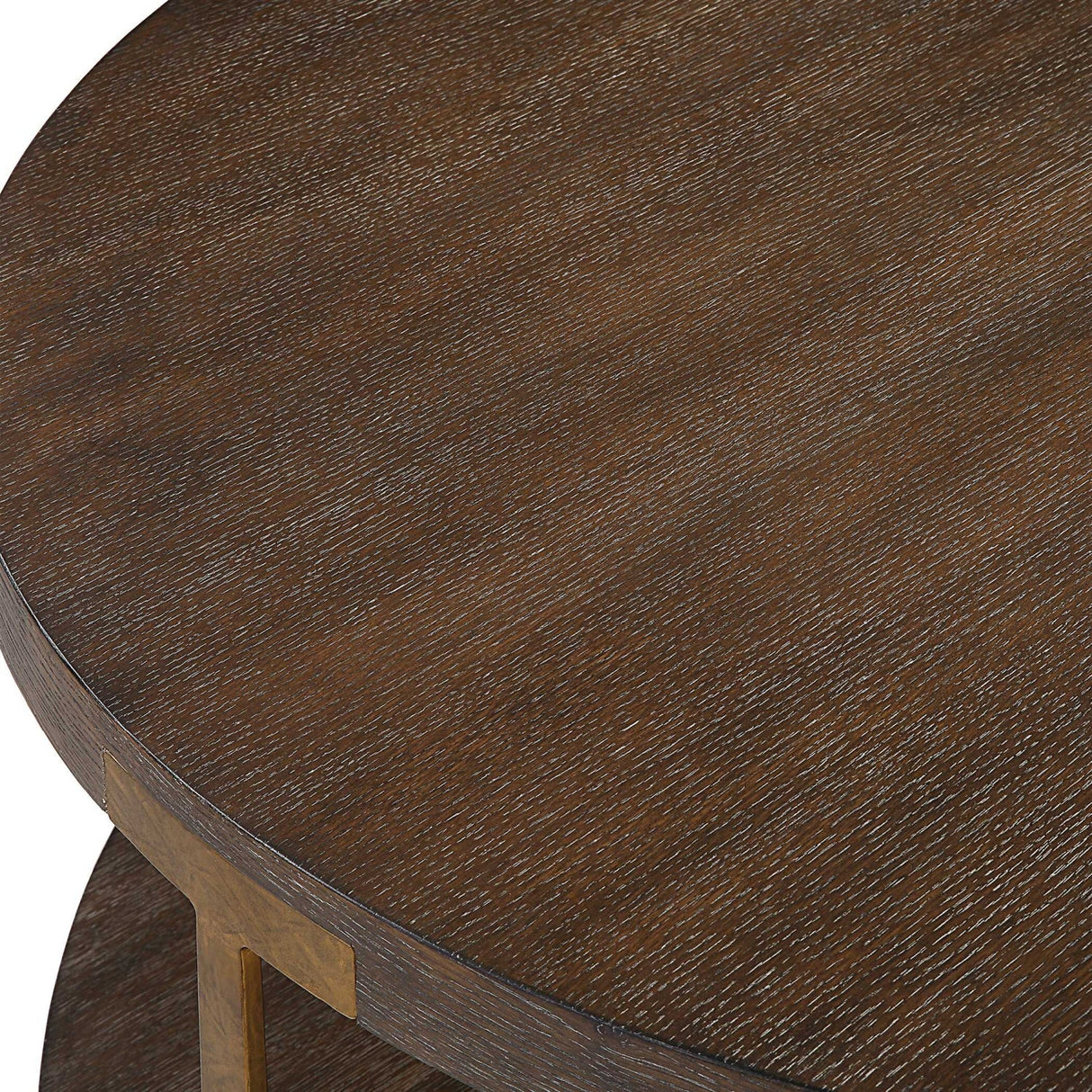 Brown Oak Round Coffee Table by Uttermost Palisade, alternate view 5