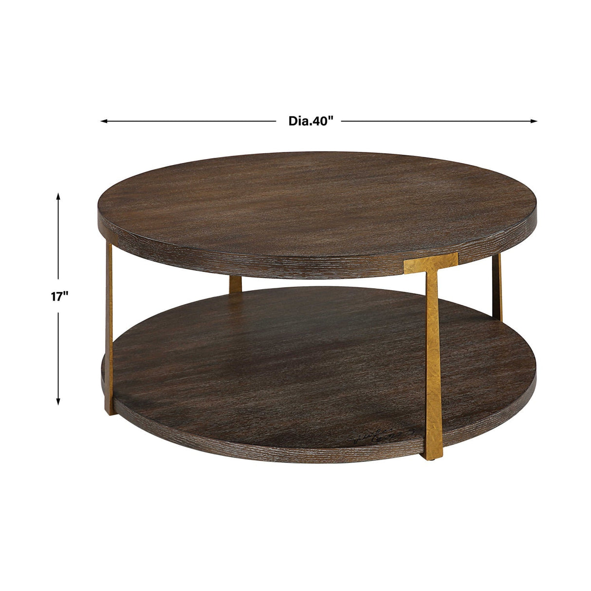 Brown Oak Round Coffee Table by Uttermost Palisade, alternate view 9