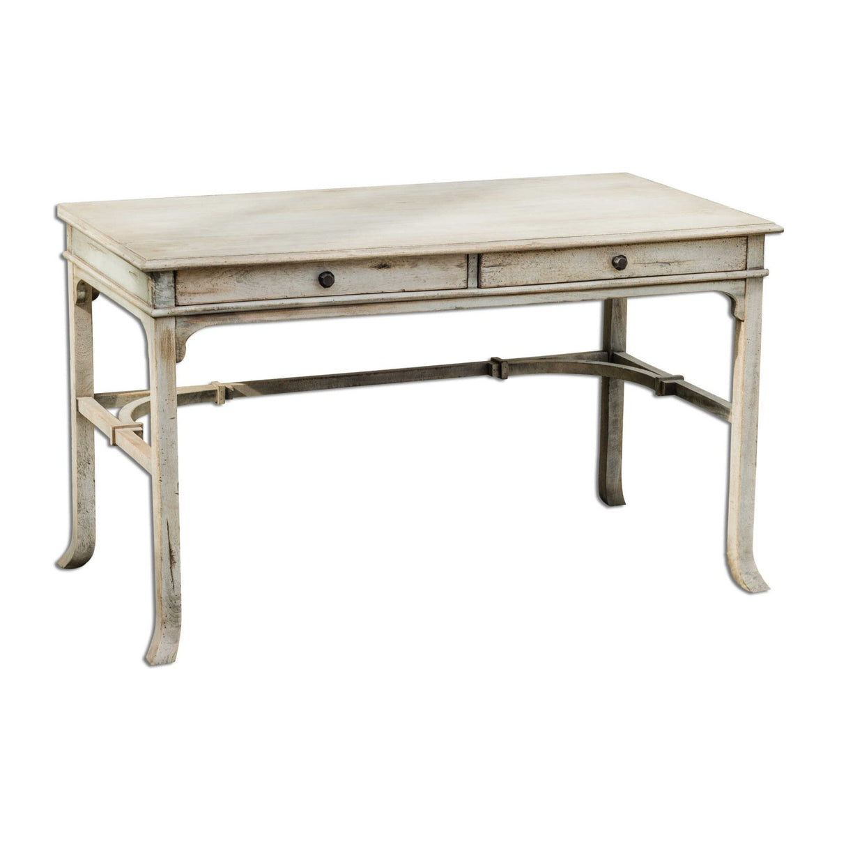 Modern European furniture - Aged White 2-Drawer Writing Desk - www.oroa.com