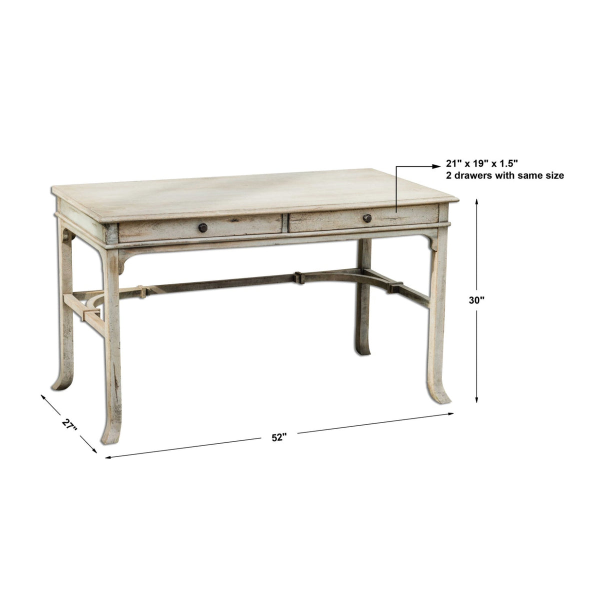 Modern European furniture - Aged White 2-Drawer Writing Desk - www.oroa.com