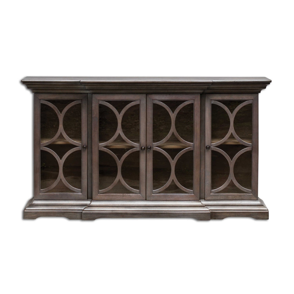 Open-Carved 4-Door Wooden Cabinet by Uttermost Belino