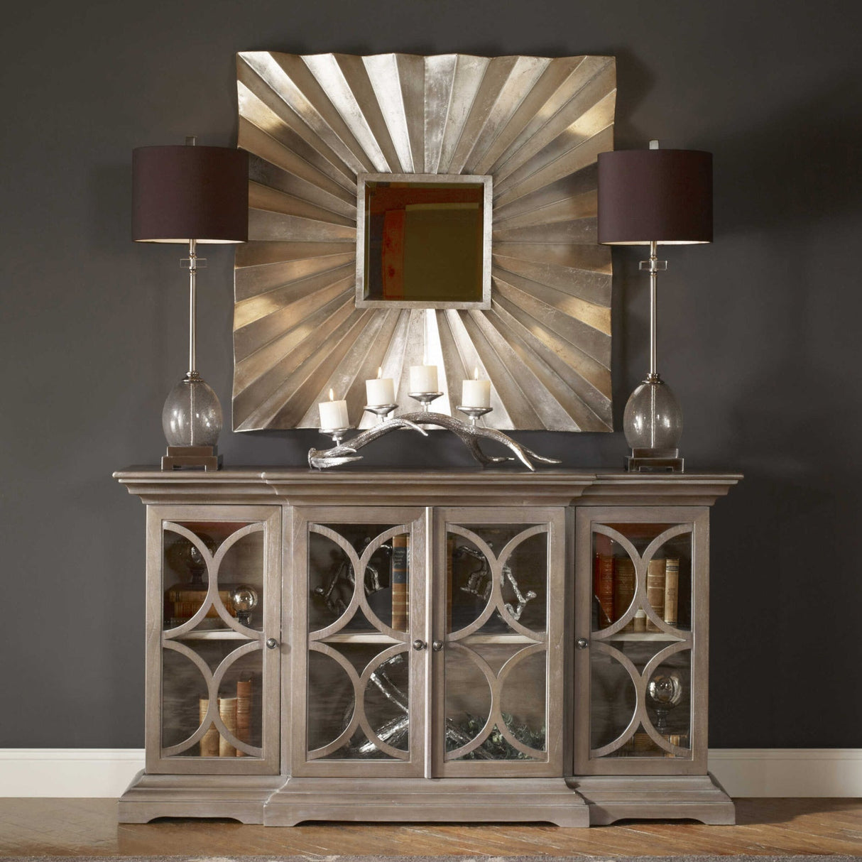 Open-Carved 4-Door Wooden Cabinet by Uttermost Belino, alternate view 2