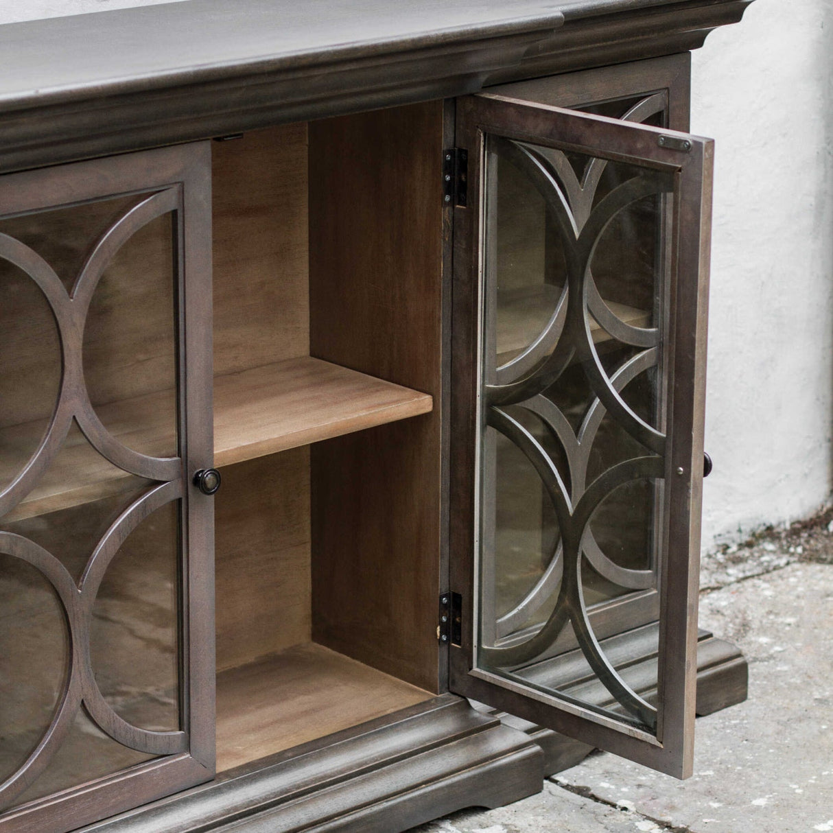 Open-Carved 4-Door Wooden Cabinet by Uttermost Belino, alternate view 4