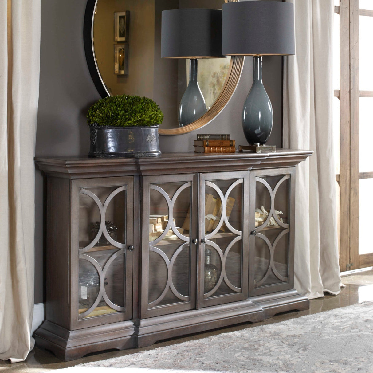 Open-Carved 4-Door Wooden Cabinet by Uttermost Belino, alternate view 5
