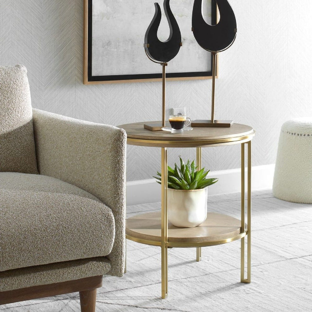Brushed Brass Framed Side Table by Uttermost Elise, alternate view 2