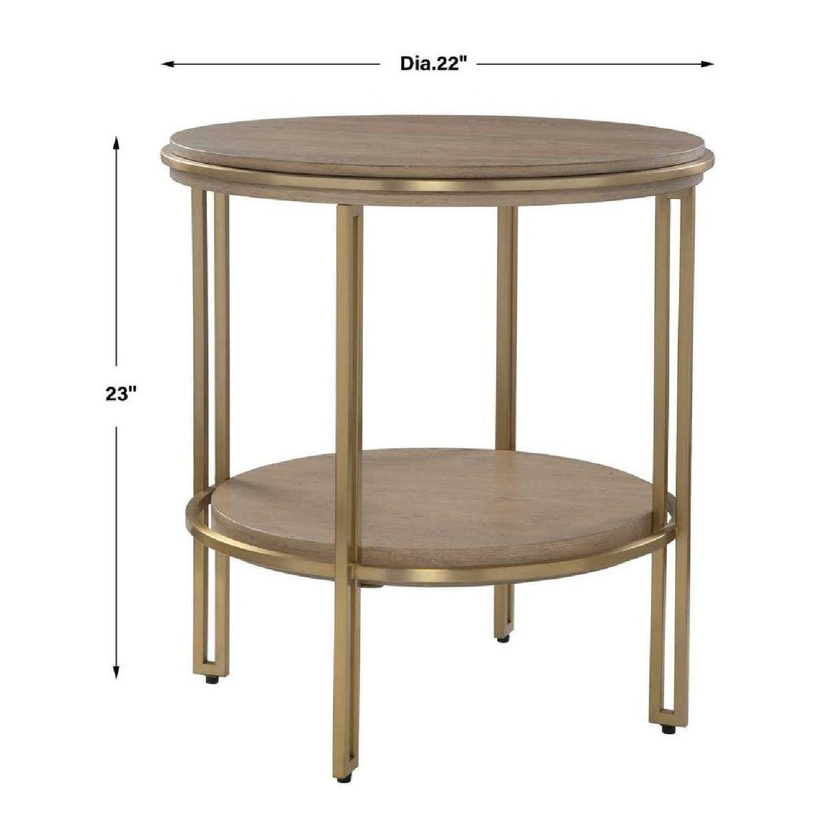Brushed Brass Framed Side Table by Uttermost Elise, alternate view 5