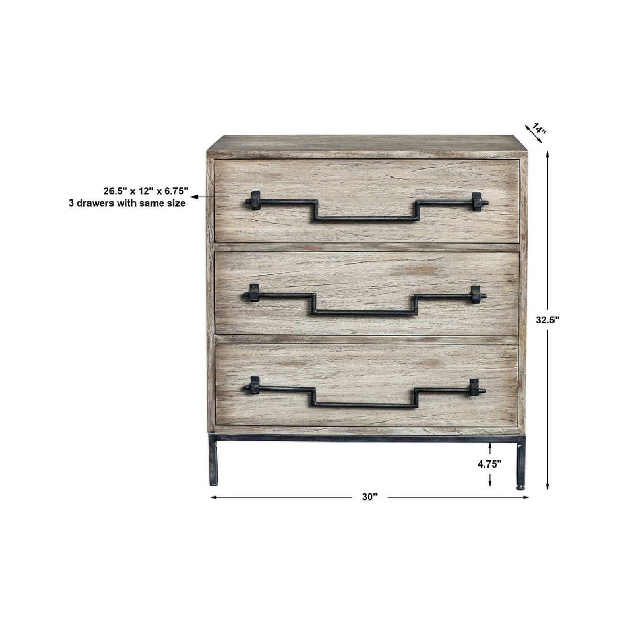 Modern European furniture - Mango Wood 3-Drawer Accent Chest - www.oroa.com
