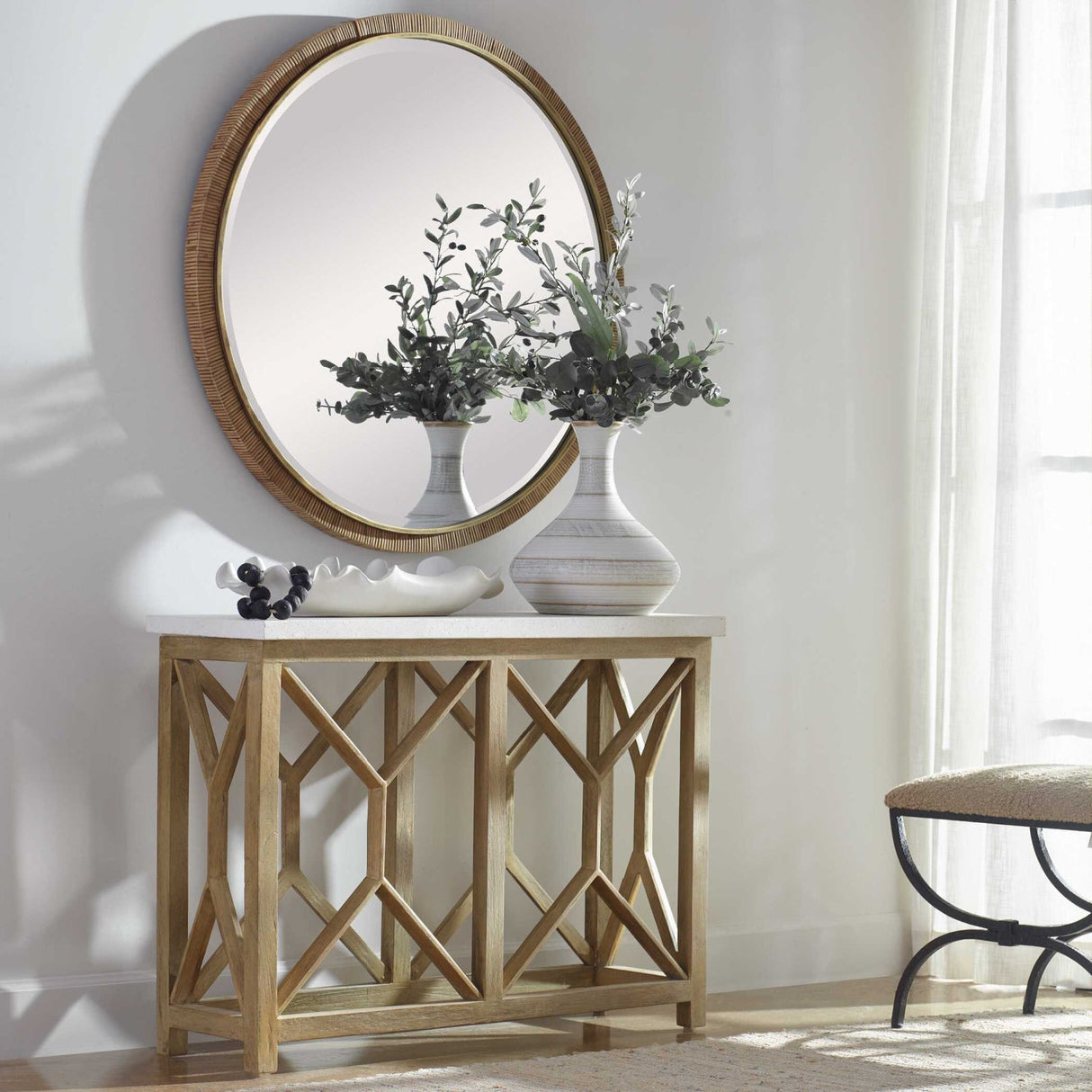 Natural White Limestone Console Table by Uttermost Catali, alternate view 2