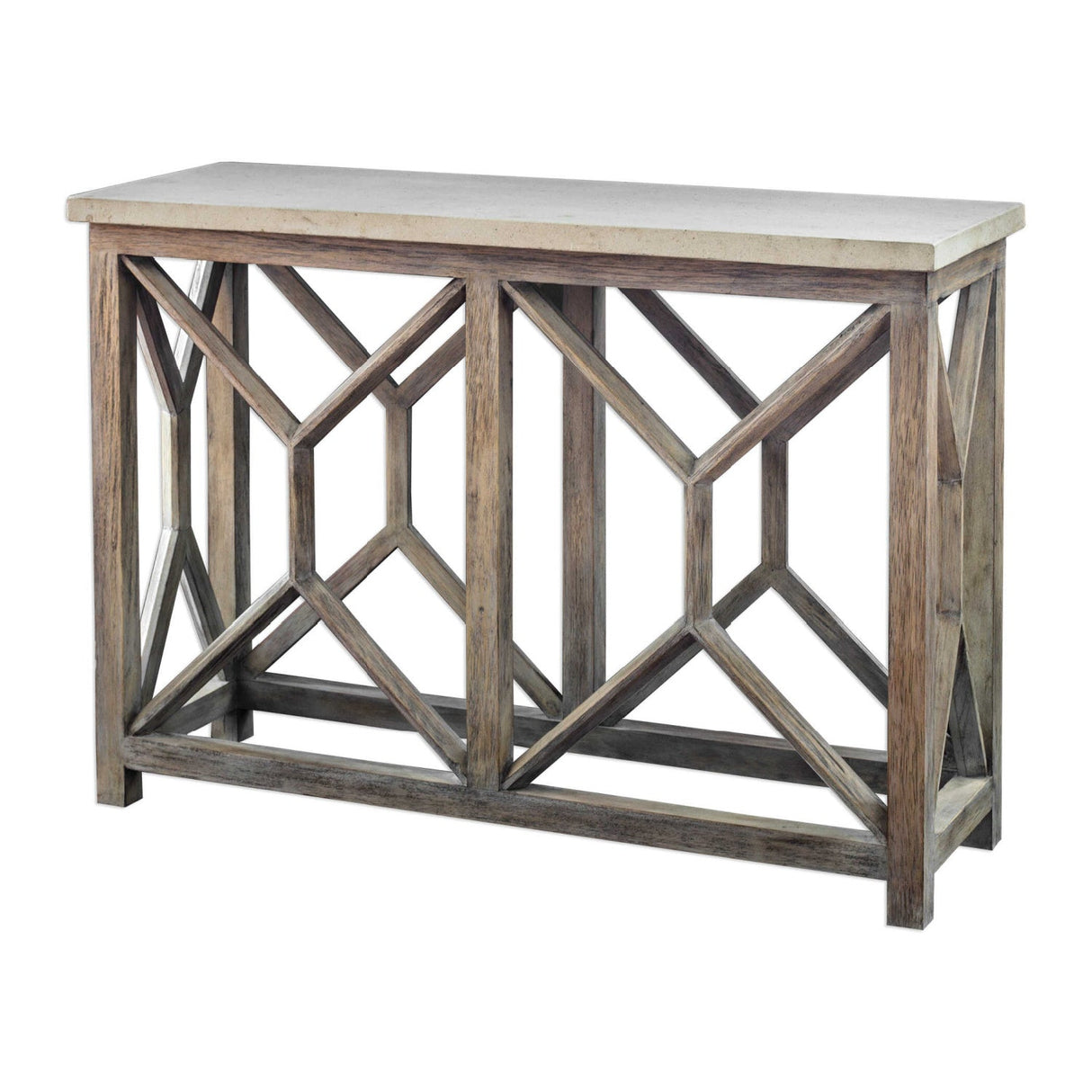 Natural White Limestone Console Table by Uttermost Catali, alternate view 4