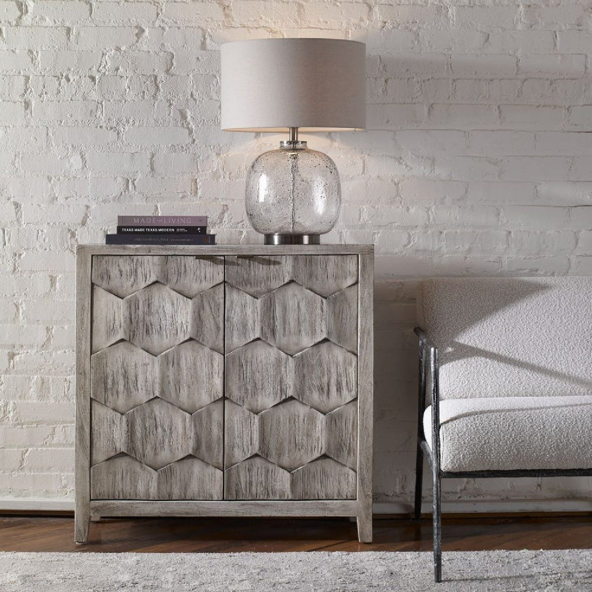 2-Door Honeycomb Mahogany Cabinet by Uttermost Catori, alternate view 2